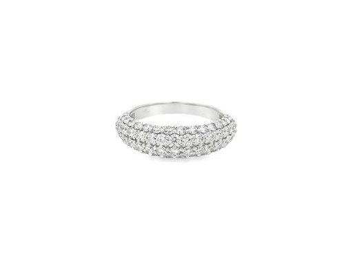 18K White Gold Multi-Row Pavé Ring with Natural Round Diamonds